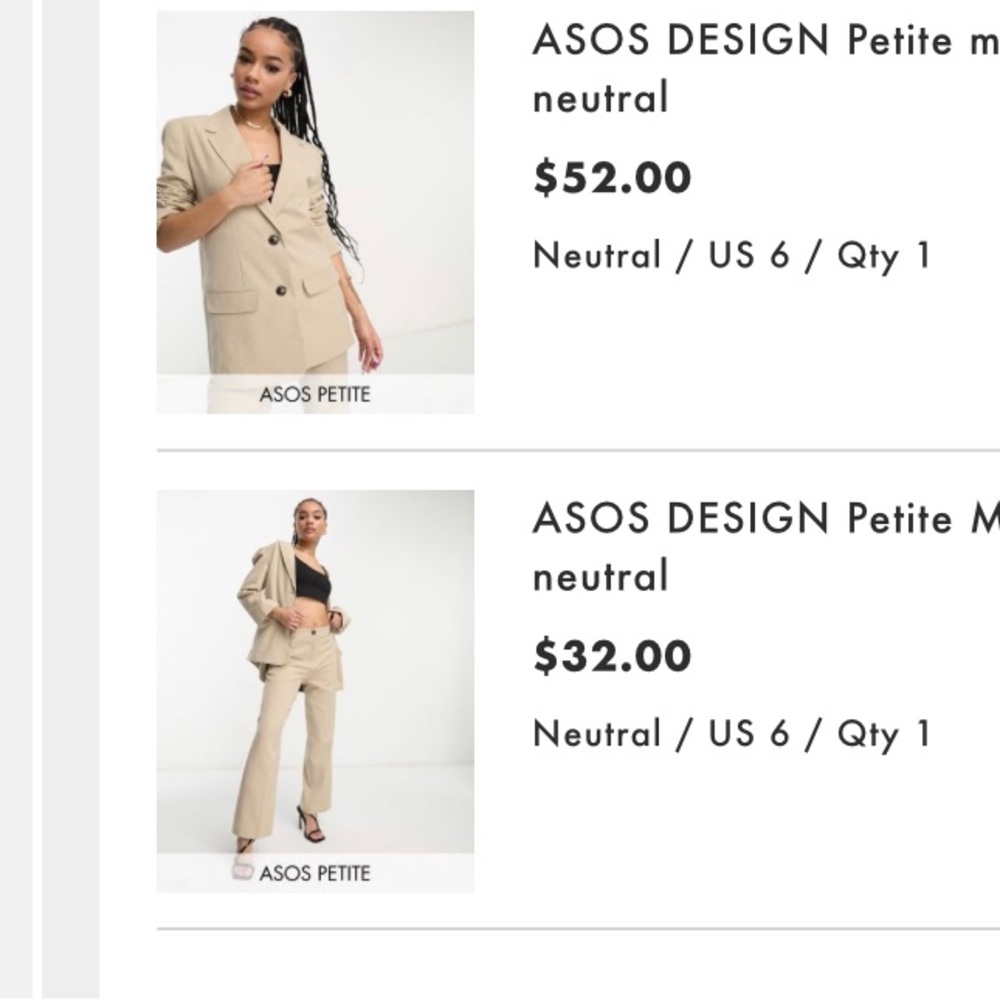 ASOS petite suit. In color neutral. Size 6